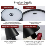lampe table rechargeable usb tactile noir blanc moderne certification rohs flux lumineux faible