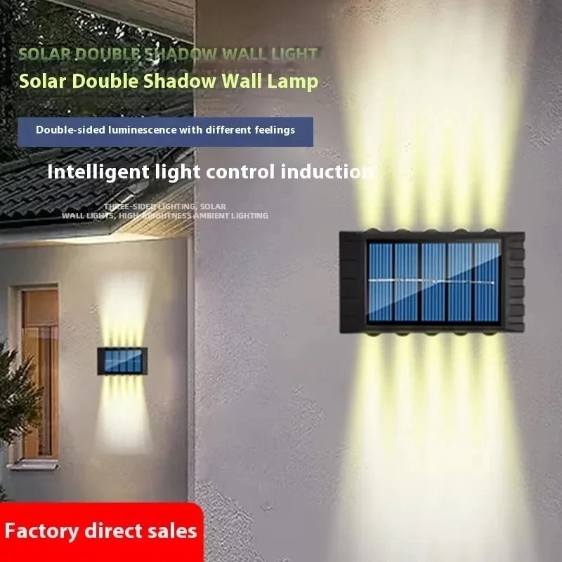lampe murale solaire led moderne extérieure décoration jardin lumière jaune bleu