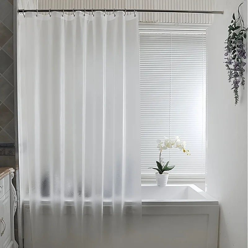 rideau douche blanc transparent moderne métal facile nettoyer respectueux l'environnement