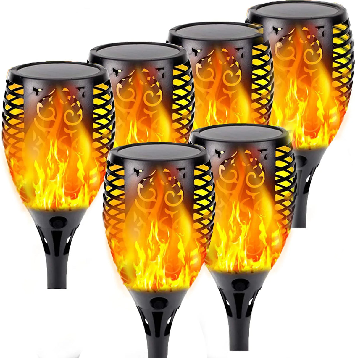lumière solaire led flamme noire extérieure moderne jardin patio piscine