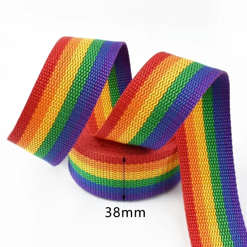 ruban polyestère 50mm 38mm 32mm 25mm 20mm arc ciel rayures texturé couture sacs