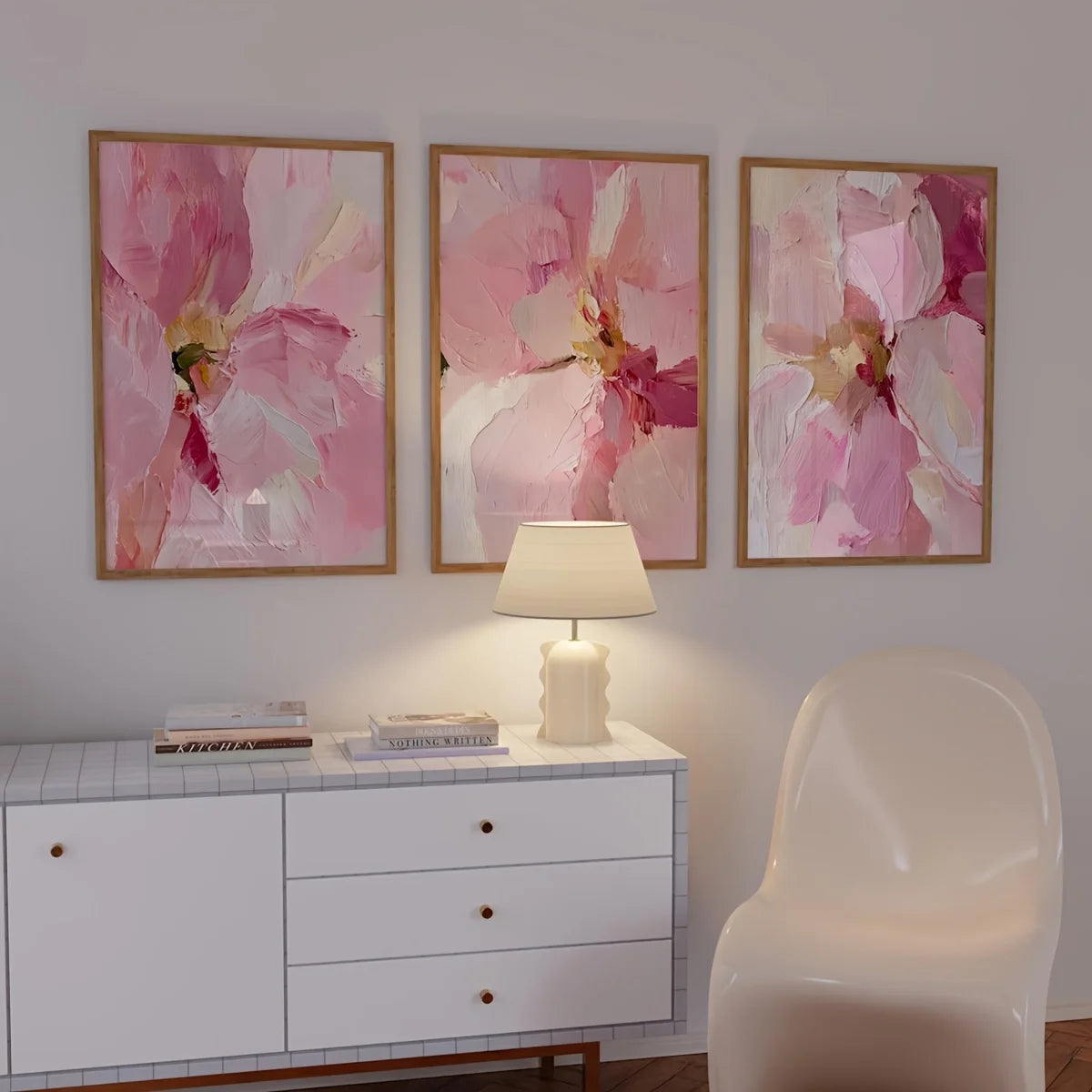toile d'art abstraite fleurs rose moderne chambre salon decoration maison 30x40cm 50x70cm