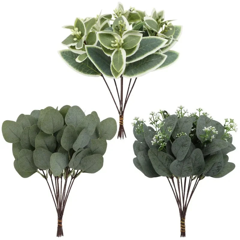 feuilles eucalyptus artificielles bouquet vert blanc decoration mariage exterieur naturel photo prop deco branchées