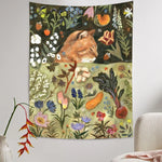 tapisserie murale animaux fleurs salon chambre polyestère lavable machine verte blanche orangée bleue marronnée