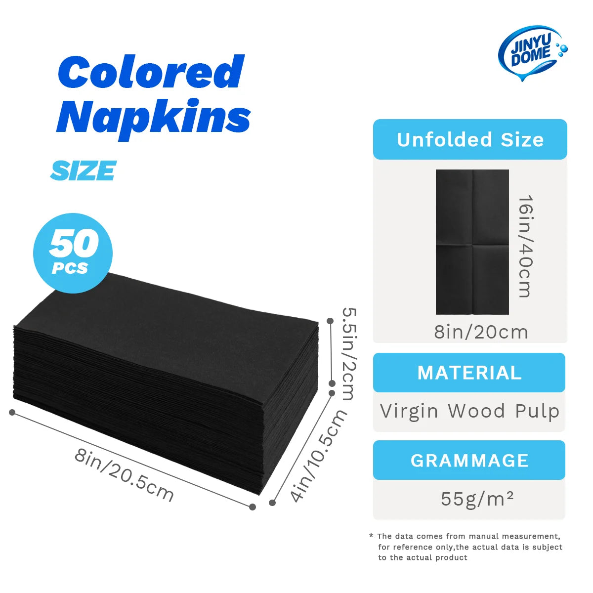 serviettes table papier bois 55g/m² 40cm 20cm rouge noir vert bleu absorbantes modernes jetables