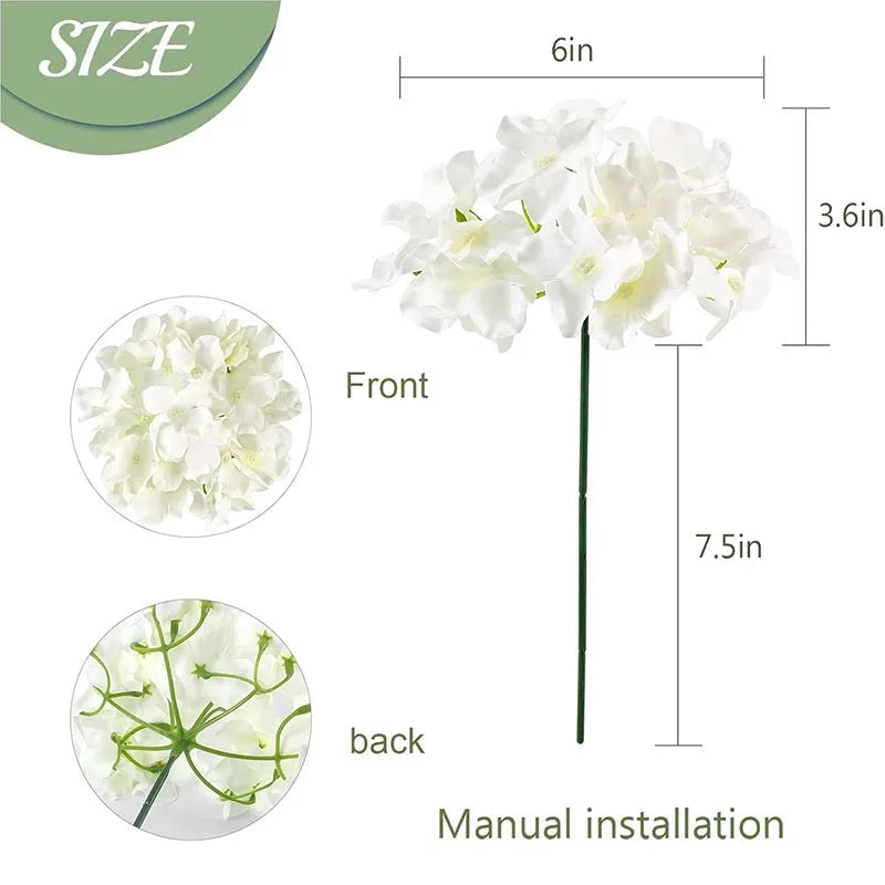 décoration intérieure moderne bouquet artificiels hortensias blanc soie 50 tiges vase translucide