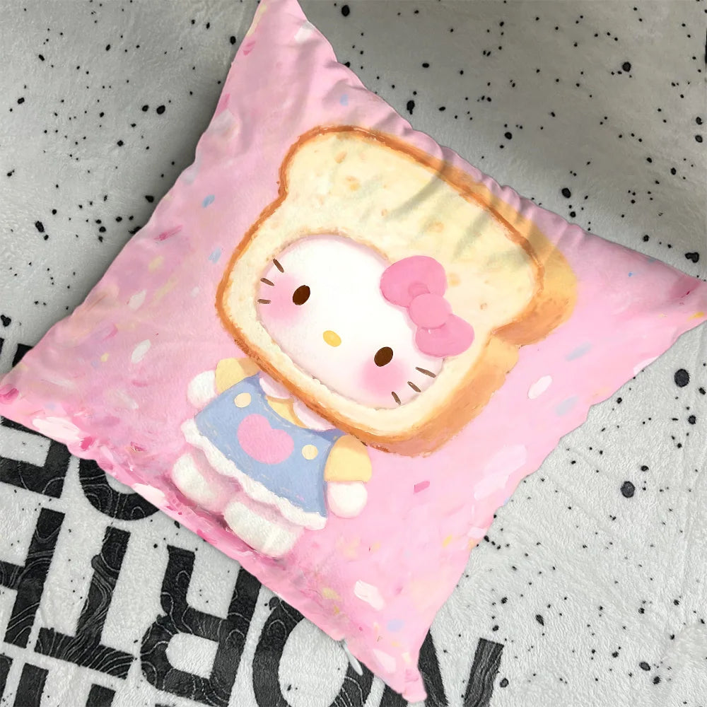 coussin décoratif carré motif hello kitty cartoon canapé lit chaise maison couleur rose