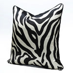 housse coussin jacquard motif zèbre moderne 100 polyester bleu marine noir marronclair blanc 60x60cm
