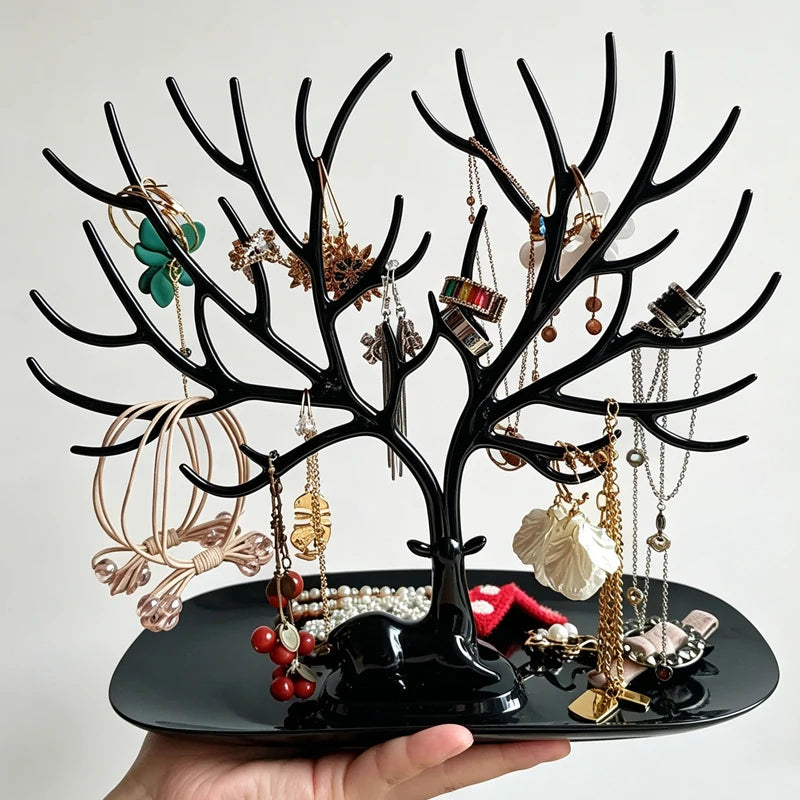 présentoir bijoux arbre branches cerfs noir rose blanc vert pastel moderne minimaliste