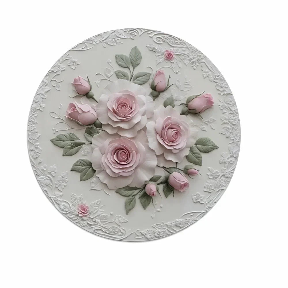 placemat classique floral oiseaux vert beige rose blanc 35cm 35cm