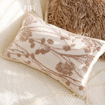 housse coussin décorative motif floral beige marron texture douce canapé lit salon moderne élégant