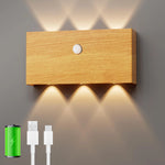 lampe murale led moderne noire bois blanc rechargeable adhésif minimaliste 6w 6leds