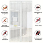 rideau porte magnétique noir blanc maille fine haute densité moderne adhésif magnets ruban adhésif