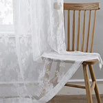 rideau broderie florale blanc transparent classique salon chambre balcon cuisinehôtelhopitalcafébureau