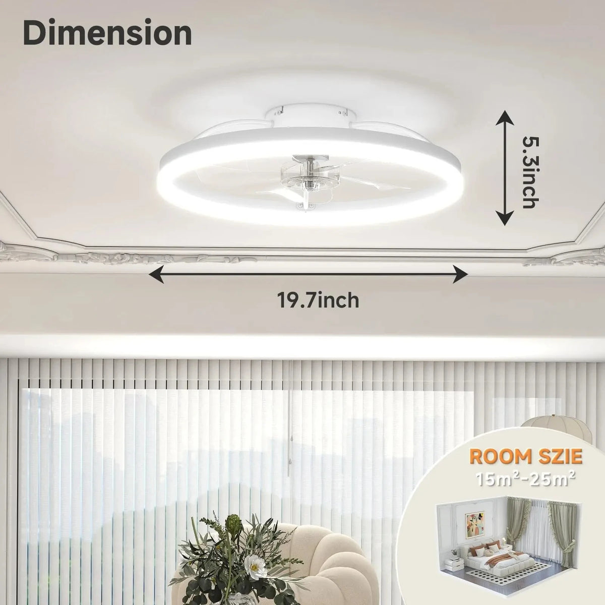 ventilateur led noir blanc moderne télécommande variateur intensité lumineuse minimaliste