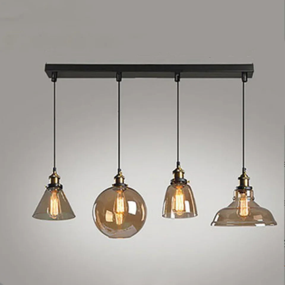 suspension lumineuse industrielle vintage transparente ampoule filament dorée câble suspendu chambre salon