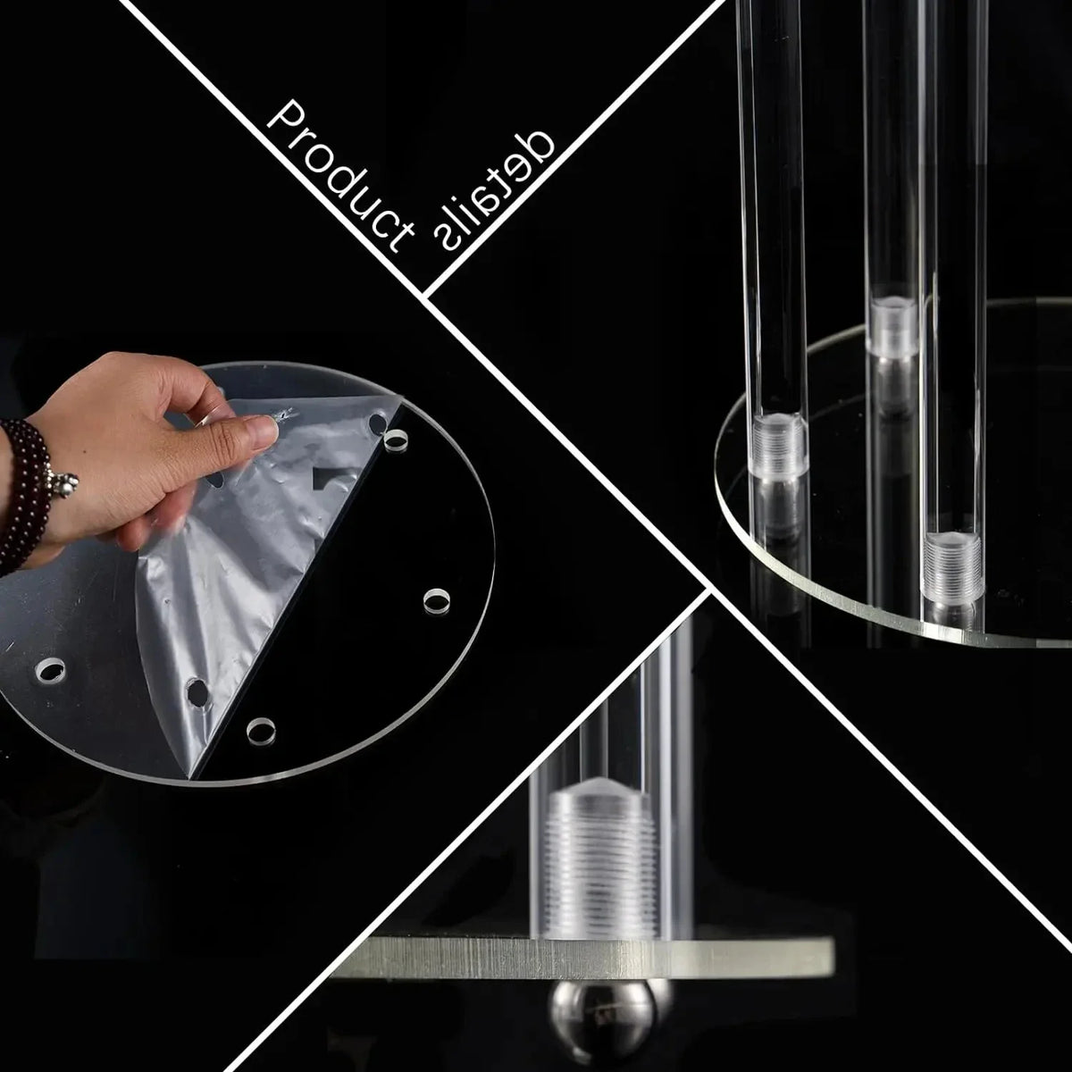 support bougies moderne transparent 98cm hauteur mariage led chandelles sac transport couteau précision