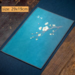 serviettes table bleu vert fleurs oiseaux paysages traditionnelles élégantes absorbantes coton thermiques