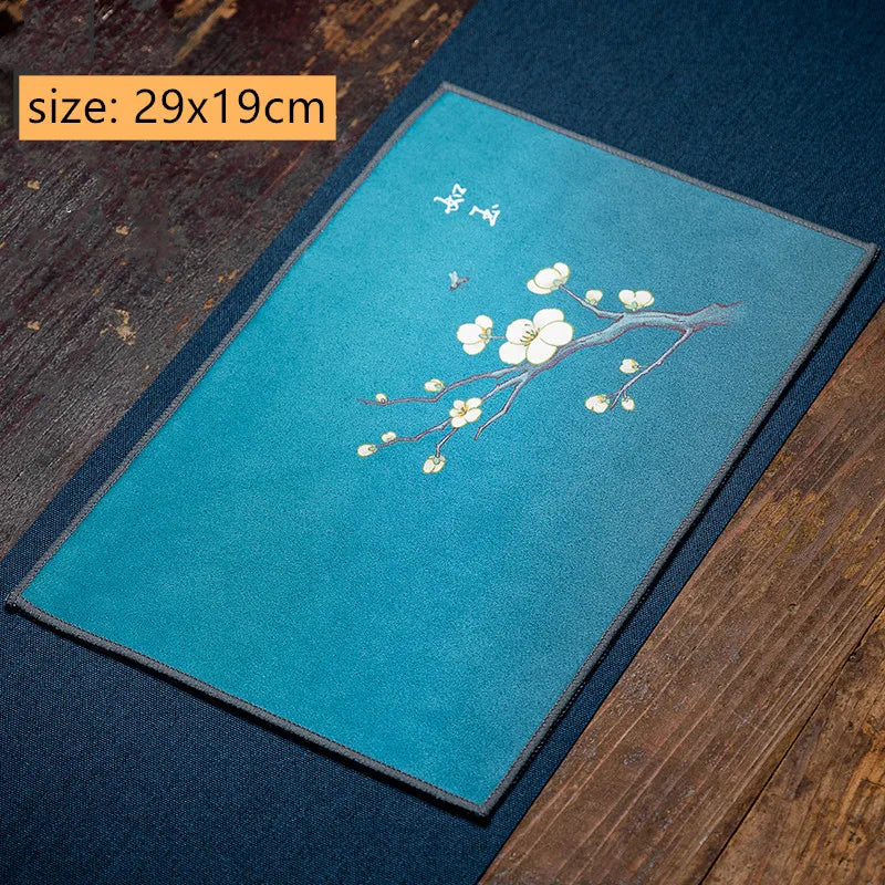 serviettes table bleu vert fleurs oiseaux paysages traditionnelles élégantes absorbantes coton thermiques