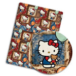 porte clés hello kitty imprimé rouge blanc bleu vintage coton abrasion résistance