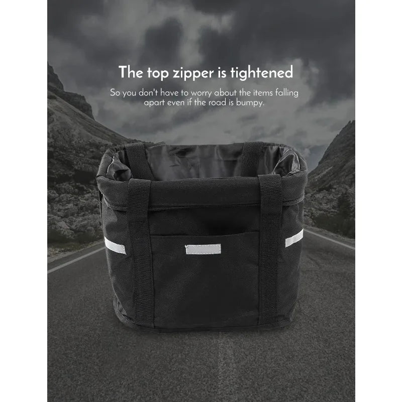 panier vélo utilitaire noir tissu oxford toile réfléchissante fixe guidon sportif transporte chien