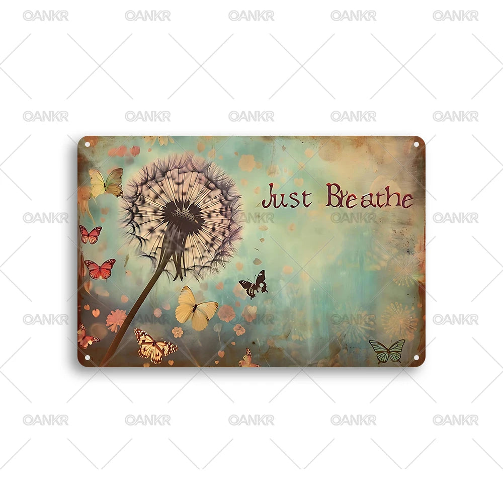 décoration murale vintage plaque métal fleurs papillons bois rétro nostalgieintérieur extérieur