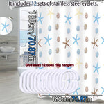 rideau douche étoiles mer coquillages opacité moderne inoxydables blanc bleu clair beige marron clair