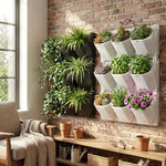 jardinage vertical mural clips autoarrosant pots differentes tailles moderne fonctionnel vert noir blanc