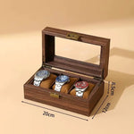 boîtes montres bois foncé grain naturel classique boutons dorés montres bracelets bijoux