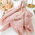 lot serviettes table coton rose franges ruban décorations mariage fête table rustique moderne