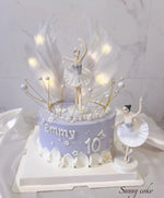 décorations gâteau ballet danseuses plumes papillons couronne dorée anniversaire fête enfants