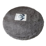 tapis rond pelucheux couleur beige blanc moderne salon enfant chambre geométrique