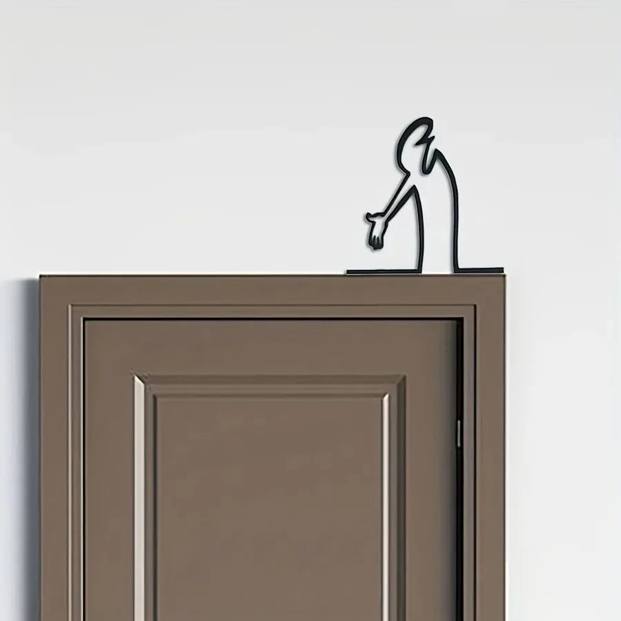 figurine métal silhouette personnage minimaliste moderne noir adhésif 7cm 14cm 21cm
