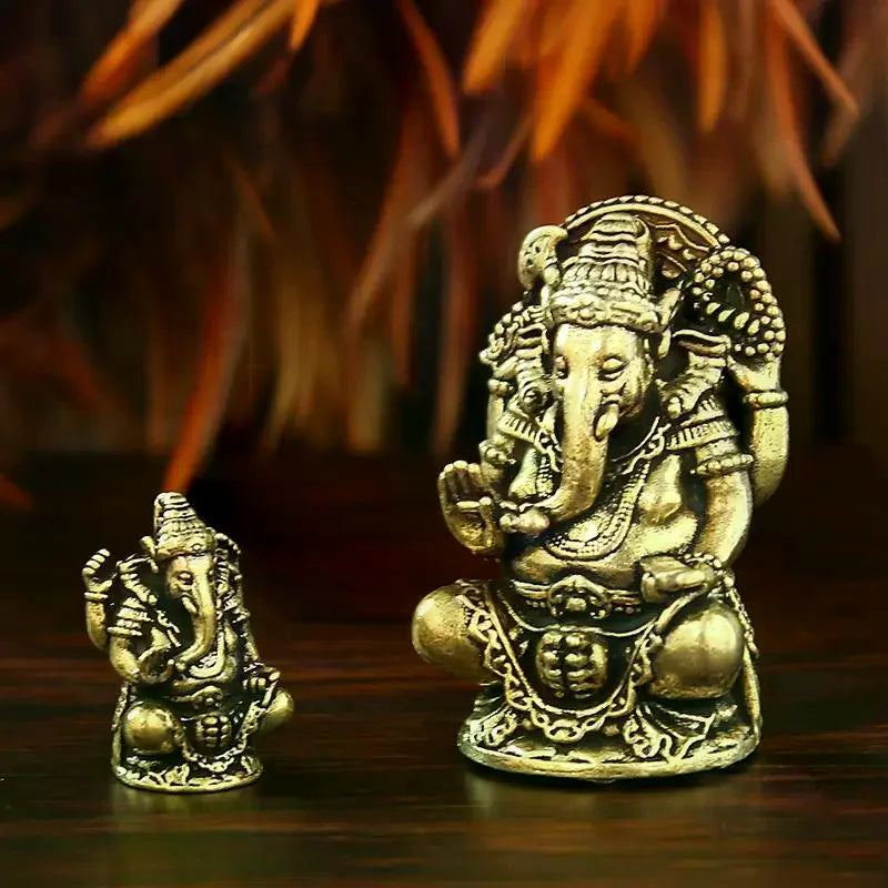 statues ganesha bronze doré décoratives traditionnelles religieuses maison complexes sculptées