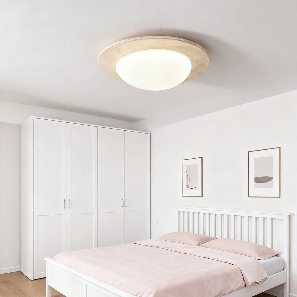 plafonnier moderne rustique marbre poli blanc beige texture naturelle lumière surface chambre salon