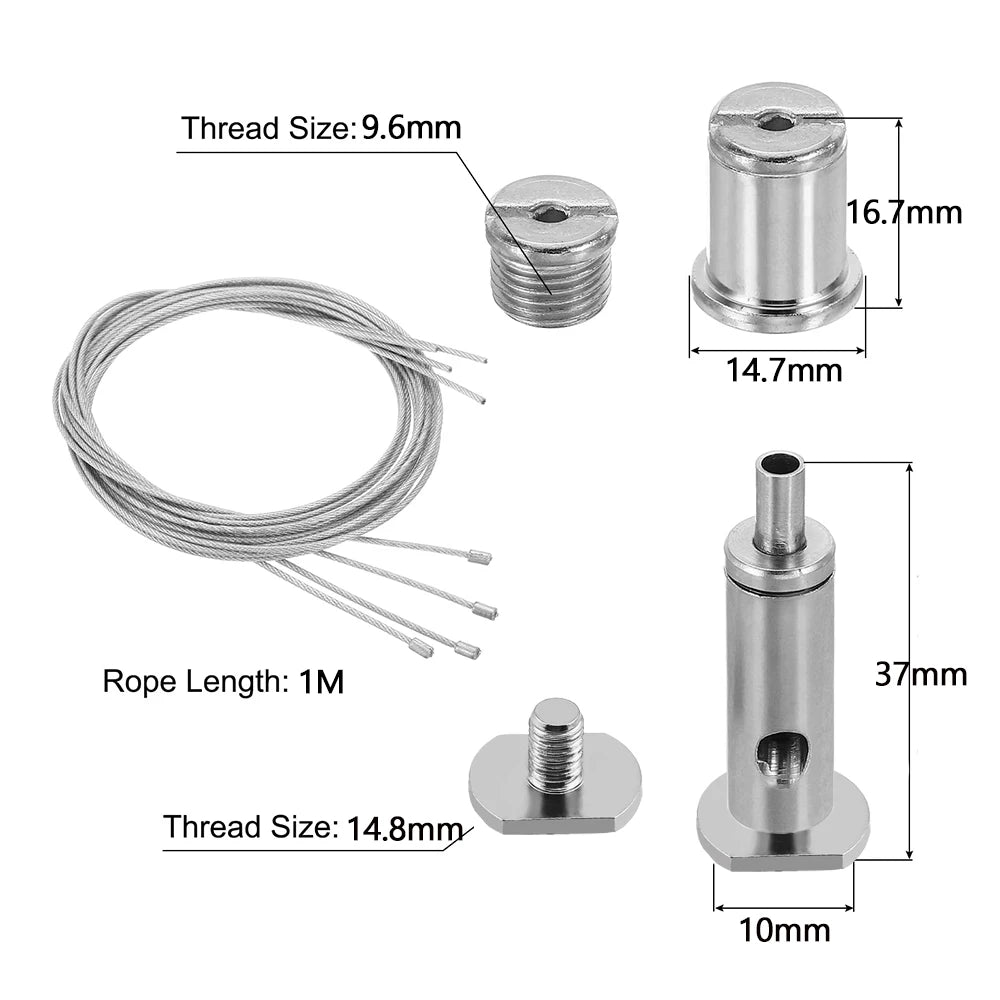 câbles suspension argentés durables facile moderne kit vis plaque bouchon remplissage