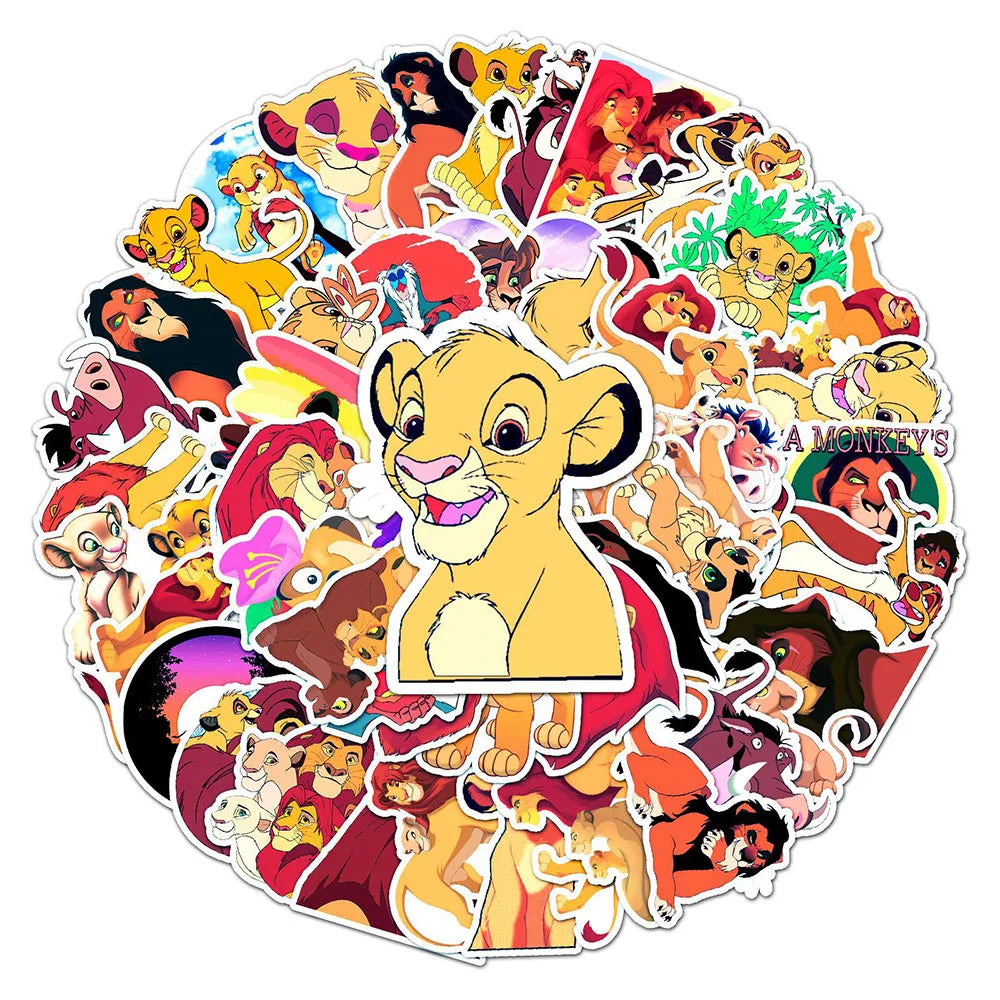 stickers disney roi lion multicolores personnages simba adhésifs scrapbooking skateboard téléphone