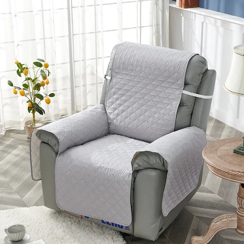 housse fauteuil inclinable rouge bleu gris blanc quiltée texture mat moderne protège fauteuil ceinture