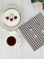 serviettes carreaux 100% polyester beige blanc table moderne cuisine restaurant