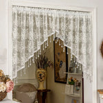 rideau floral transparent vintage dentelle romantique shabby chic blanc beigeclair