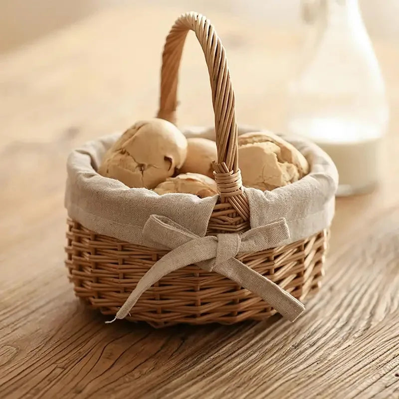 panier osier tissu toile blanche ruban vintage rustique naturel beige tressé protection fruits légumes