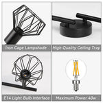 lustre moderne spot quatre bras cage métallique noir industriel fixations
