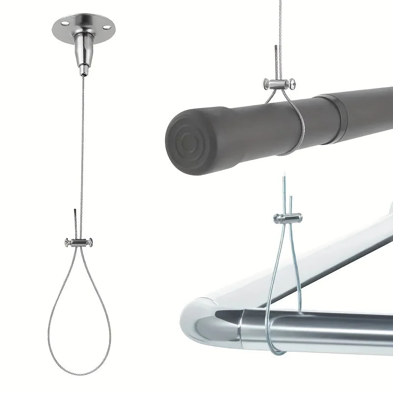 support tige rideau argenté moderne fixations réglables douche classic métal inoxydable