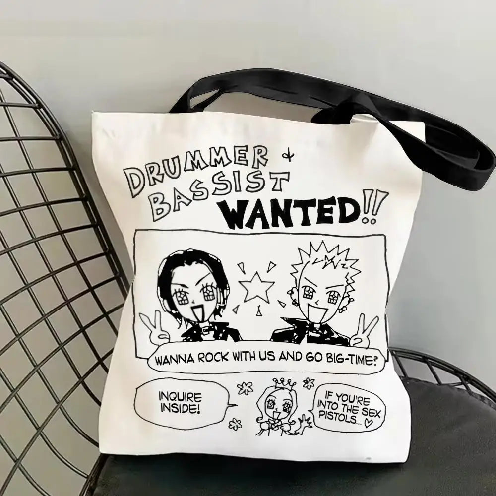 sac main blanc dessins humoristiques messages modernes réutilisable toile 16x40cm