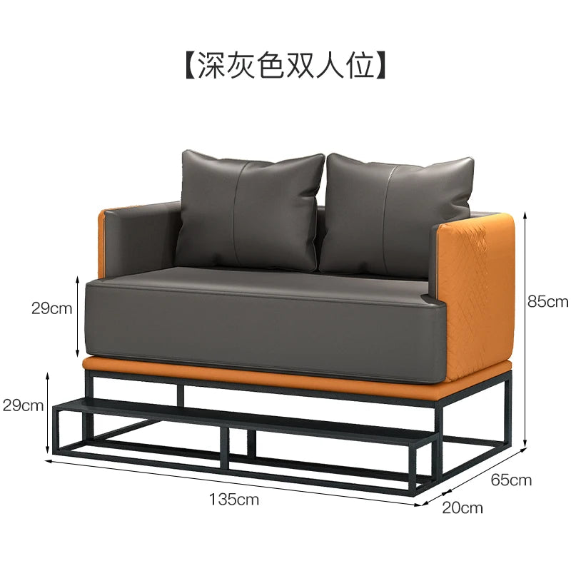 canapé moderne orange gris coussins structure métallique scandinave minimaliste canapé d'angle forme