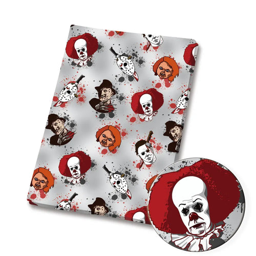 tapis halloween motif clown crâne horreur bleu violet noir rouge gris coton patchwork maison