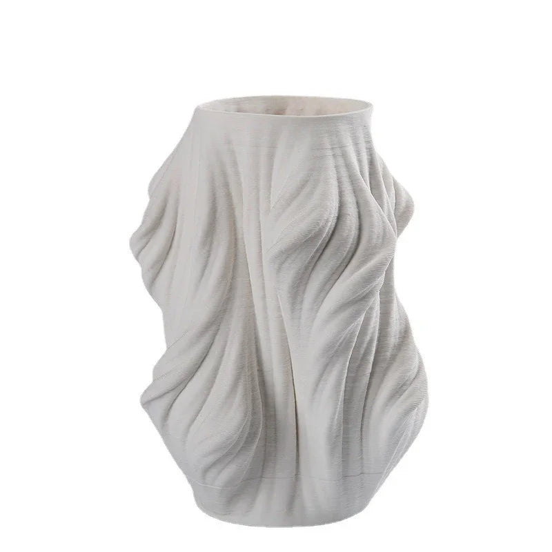 Vase contemporain porcelaine blanche noire bleue plissé moderne simple decoration table