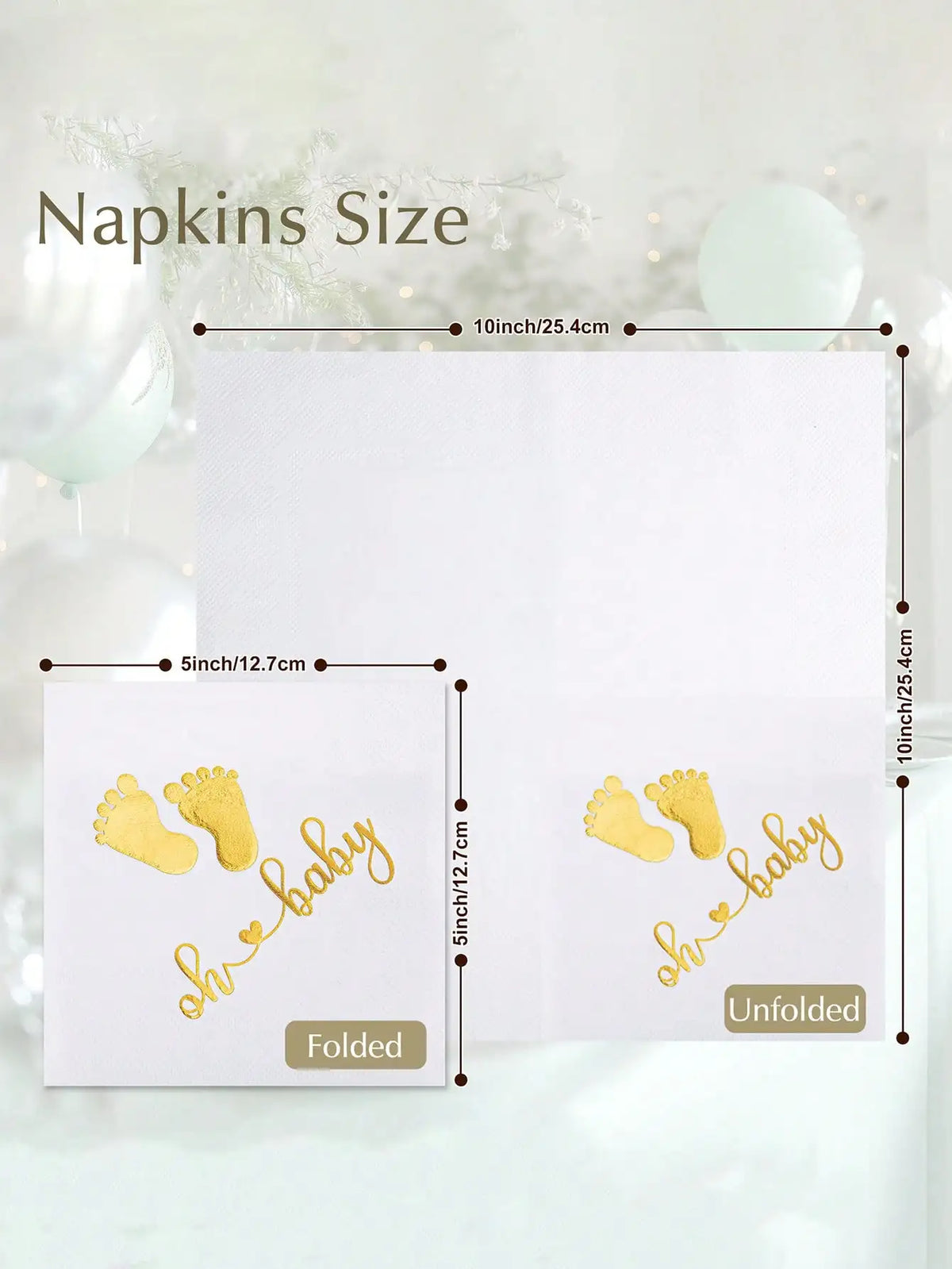 serviettes papier cocktail or empreintes pieds oh baby festif pliées table événement festive