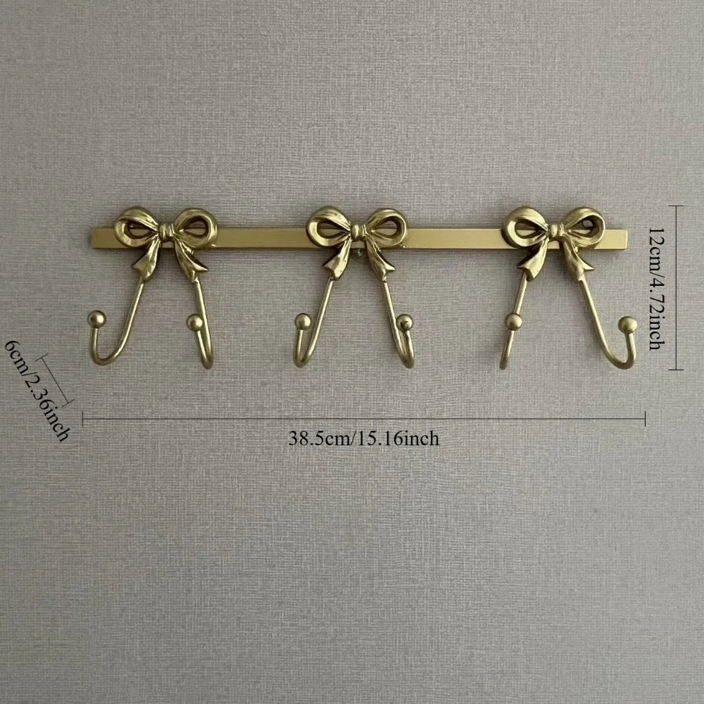porte manteaux mural crochets rose doré blanc décoration bow shabby chic fixations murales accessoires