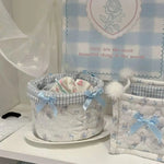 panier rangement coton pliable blanc bleu imprimé animaux utilisation multiple organisation cadeaux